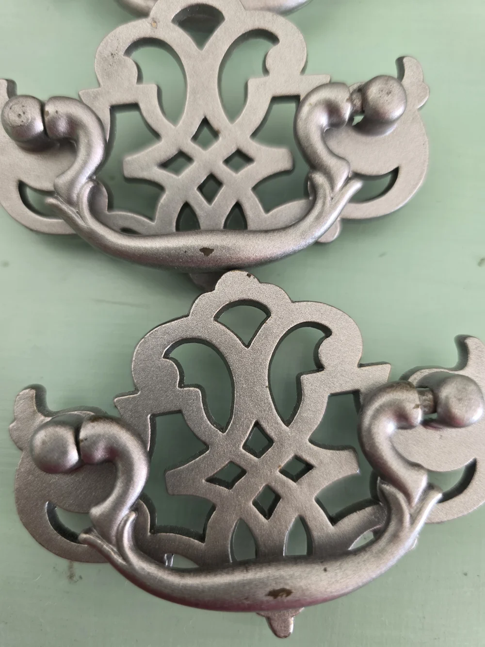 Antique-Style Silver Drawer Pulls - Set of 3